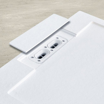 Trinity Rectangle White Slate Effect Shower Tray - 1200x800mm