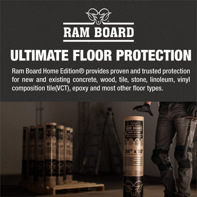 Trio Plus RAM Board Home Edition 91.44cm x 15.24m - Temporary Heavy Duty Floor Protection - Cover Protector - Reusable