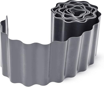 Trio Set Grey Wavy Plastic Garden Edging - 20cm x 9m (27m Coverage)