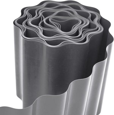 Trio Set Grey Wavy Plastic Garden Edging - 20cm x 9m (27m Coverage)