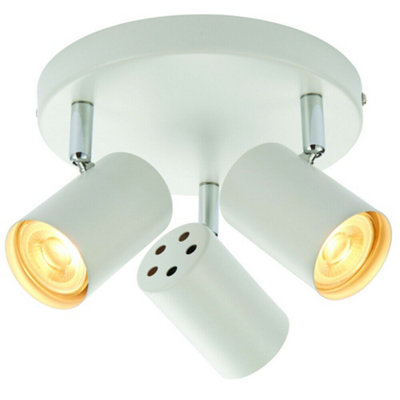 Triple Adjustable Head Ceiling Spotlight Matt White Round GU10 Kitchen ...