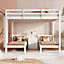 Triple Bunk Beds with Side Ladder for Children and Teens, Cot bed, Safety Rails, White, 140x200cm, 70x140cm