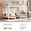 Triple Bunk Beds with Side Ladder for Children and Teens, Cot bed, Safety Rails, White, 140x200cm, 70x140cm