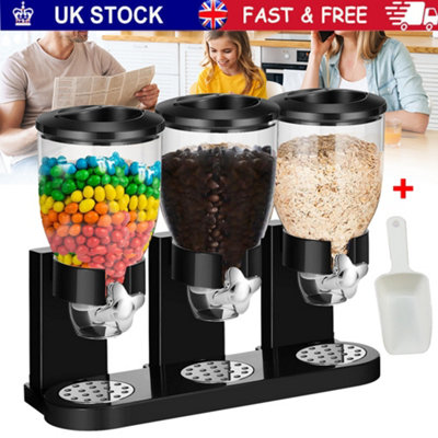 Triple Cereal Dispenser Dry Food Storage Container Pasta Kitchen Machine