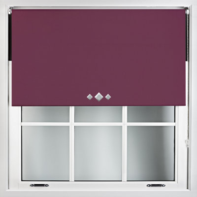 Triple Diamond Eyelet Blackout Roller Blind with Metal Fittings Free Alteration by Furnished - Aubergine (W)180cm x (L)210cm