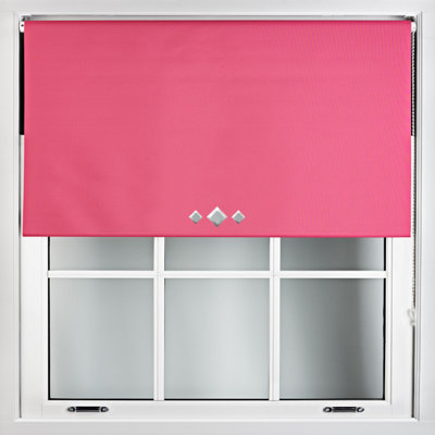 Triple Diamond Eyelet Blackout Roller Blind with Metal Fittings Free Alteration by Furnished - Fuchsia (W)240cm x (L)210cm