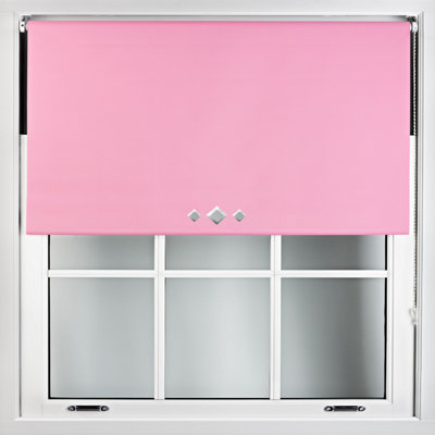 Triple Diamond Eyelet Blackout Roller Blind with Metal Fittings Free Alteration by Furnished - Pink (W)120cm x (L)165cm