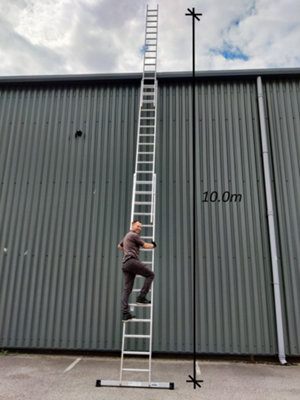 Triple Extension Ladder 3 x 15 Rung 10m Max Open Height 4.0m Closed