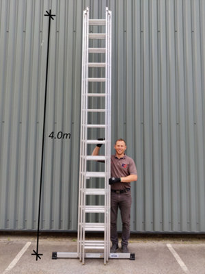 Triple Extension Ladder 3 x 15 Rung 10m Max Open Height 4.0m Closed