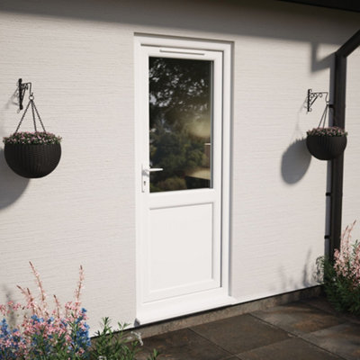 Triple glazed Door Half Glass Half panel Right hand White Obscure Glazed 890 x 2090mm