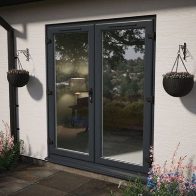 Triple glazed French Door Left hand master Grey/White Clear Glazed 1790 x 2055mm