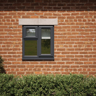 Triple glazed Window RH Side Hung and Top Opener Grey/White Clear Glazed 905 x 965mm