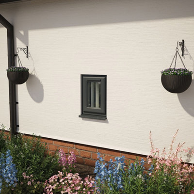 Triple glazed Window Top Hung Opener Grey/White Obscure Glazed 440 x 610mm