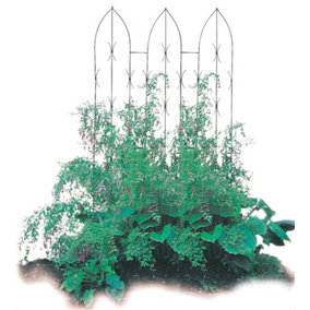 Triple Gothic Screen - Decorative Garden Screen, Plant Support - Solid Steel - W58 x H180 cm - Black
