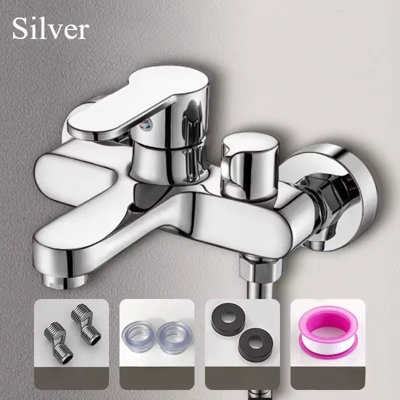 Triple Handle Bathroom Shower Faucet Mixer Hot & Cold Water Bathtub and ...