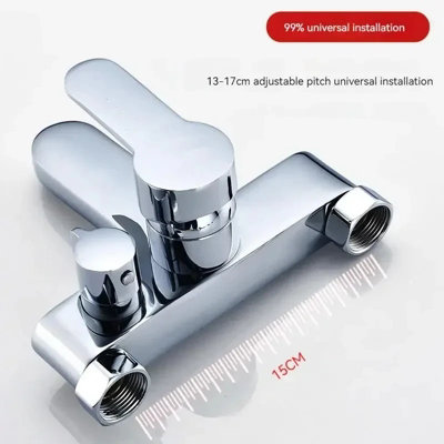 Triple Handle Bathroom Shower Faucet Mixer Hot & Cold Water Bathtub and ...