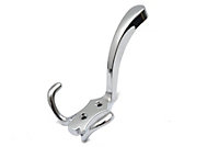 Triple Hat Coat Hanger Hook Door Wall Bath With Fixings - Colour Chrome - Pack of 4