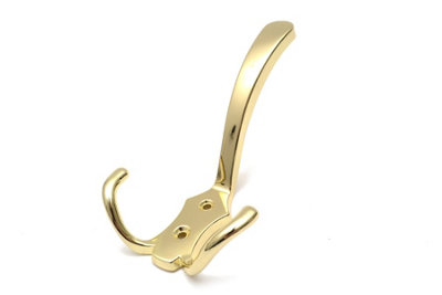 Triple Hat Coat Hanger Hook Door Wall Bath With Fixings - Colour Gold - Pack of 20