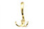 Triple Hat Coat Hanger Hook Door Wall Bath With Fixings - Colour Gold - Pack of 50