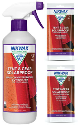 Triple Nikwax Solarproof Tent and outdoor fabric Waterproofer and Refill