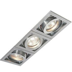 Triple Square Adjustable Head Ceiling Spotlight Aluminium GU10 50W Box Downlight