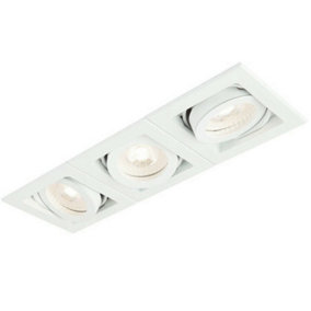 Triple Square Adjustable Head Ceiling Spotlight White GU10 50W Box Downlight