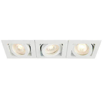 Triple Square Adjustable Head Ceiling Spotlight White GU10 50W Box ...