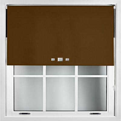 Triple Square Eyelet Blackout Roller Blind with Metal Fittings Free Alteration by Furnished - Brown (W)120cm x (L)210cm