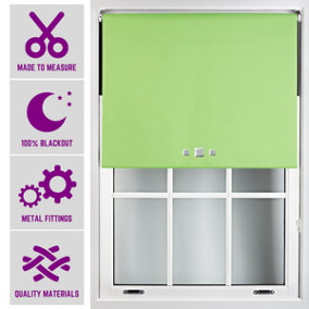 Triple Square Eyelet Blackout Roller Blind with Metal Fittings Free Alteration by Furnished - Lime Green (W)60cm x (L)165cm