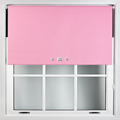 Triple Square Eyelet Blackout Roller Blind with Metal Fittings Free Alteration by Furnished - Pink (W)60cm x (L)165cm