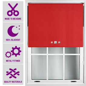 Triple Square Eyelet Blackout Roller Blind with Metal Fittings Free Alteration by Furnished - Red (W)120cm x (L)165cm