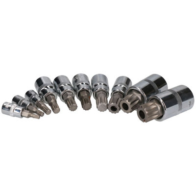 Triple Square Spline And Tamperproof Sockets 1 4 3 8 And 1 2 Dr 10pcs