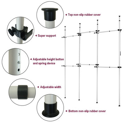 Triple Telescopic Wardrobe Organiser Hanging Rail Clothes Rack Adjustable Storage Shelving - 5