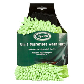 Triplewax 3 In 1 Microfibre Wash Mitt Car Caravan Noodle Sponge Washing Dirt