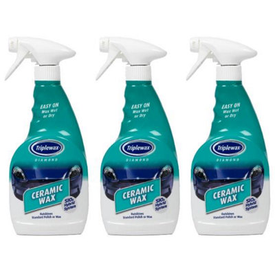 Triplewax Ceramic Sio2 Gloss Wax Silky Smooth Hydrophobic Beading Spray 500ml x3