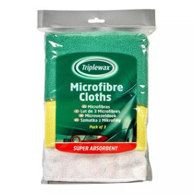 Triplewax Microfibre Cloth Triple Pack Polishing Super Absorbent Cleaning Cloth