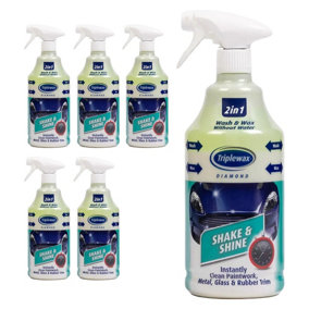 Triplewax Shake & Shine Waterless Car Cleaning Wash & Wax Showroom Shine 1L x6