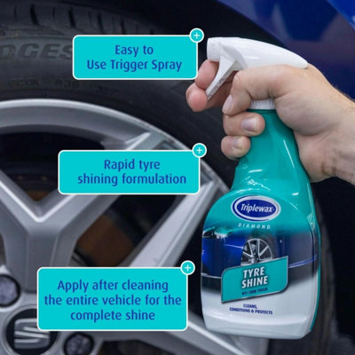 Triplewax Tyre Shine Dressing New Look Finish Clean & Protect Spray 500ml x4 - 3