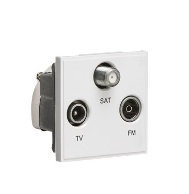 Triplexed TV /FM DAB/ SAT TV Outlet Module 50 x 50mm - White