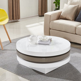 Triplo Coffee Table High Gloss Coffee Table for Living Room Centre Table Tea Table for Living Room Furniture White
