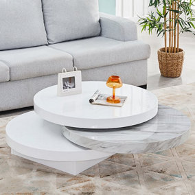 Triplo Coffee Table Wooden Coffee Table for Living Room Centre Table Tea Table for Living Room Furniture Magnesia Marble Effect