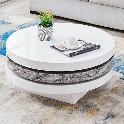 Triplo Coffee Table Wooden Coffee Table for Living Room Centre Table Tea Table for Living Room Furniture Melange Marble Effect