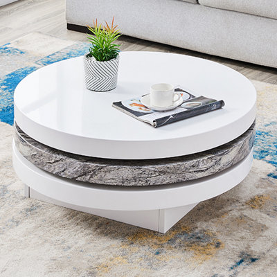 Triplo Coffee Table Wooden Coffee Table for Living Room Centre Table Tea Table for Living Room Furniture Melange Marble Effect