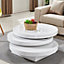 Triplo Round High Gloss Rotating Coffee Table In White