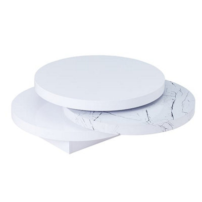 Triplo Round Rotating Coffee Table In Vida Marble Effect