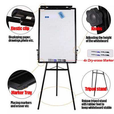 Tripod Whiteboard Magnetic Standing Flip chart Easel Lightweight Adjustable