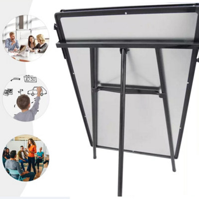 TUKA-i-AKUT Magnetic Flipchart Easel Whiteboard 90X60cm with Stand, Height Adjustable, Foldable Tripod Flipchart Whiteboards with Paper Holder Alu Frame, Writable Wipeable, TKD8710 Black