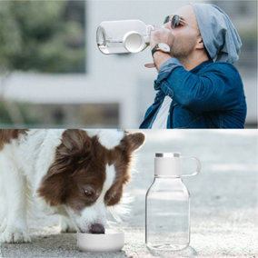 Tritan Water Bottle with Dog Bowl White 1.5 Litre