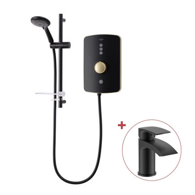 Triton Amala Metallic 8.5kW Brushed Copper Electric Shower Matt Black + Tap Price Comparisons | Compare The Build