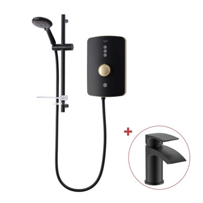 Triton Amala Metallic 9.5kW Brushed Copper Electric Shower Matt Black + Tap Price Comparisons | Compare The Build